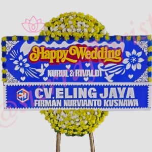 Bunga Papan Happy Wedding Ukuran 2X1M
