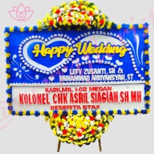 Bunga Papan Happy Wedding Ukuran 2X1.25M