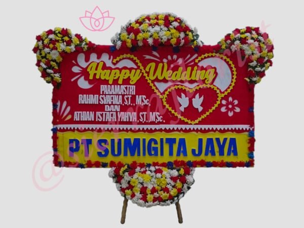 Papan Wedding Garut Bunga 4 Titik | Karangan Bunga Sierra Florist Papan Wedding Garut
