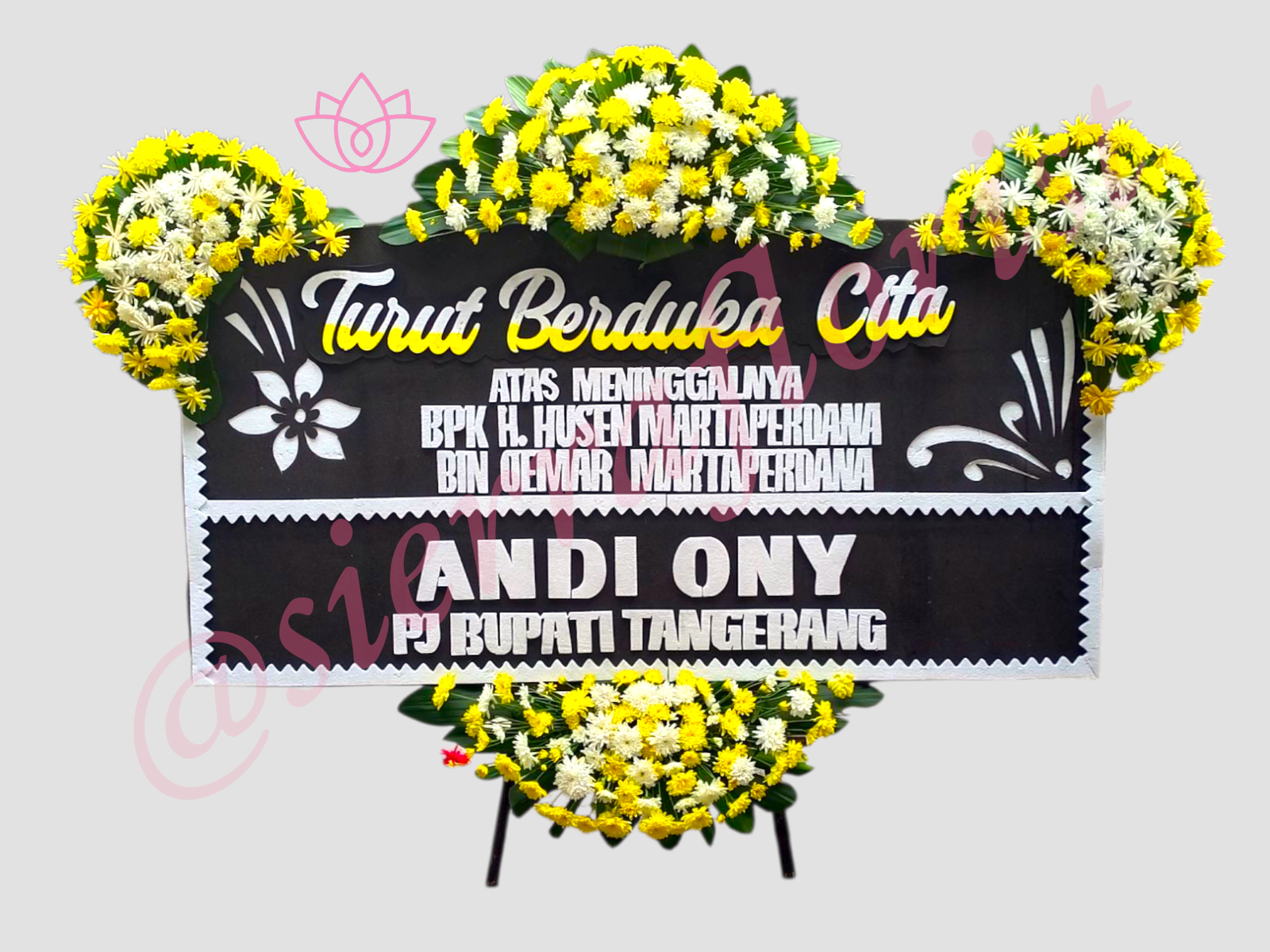 Bunga Papan Turut Berduka Cita Ukuran 2X1M Bunga 4 Titik - Gambar 2