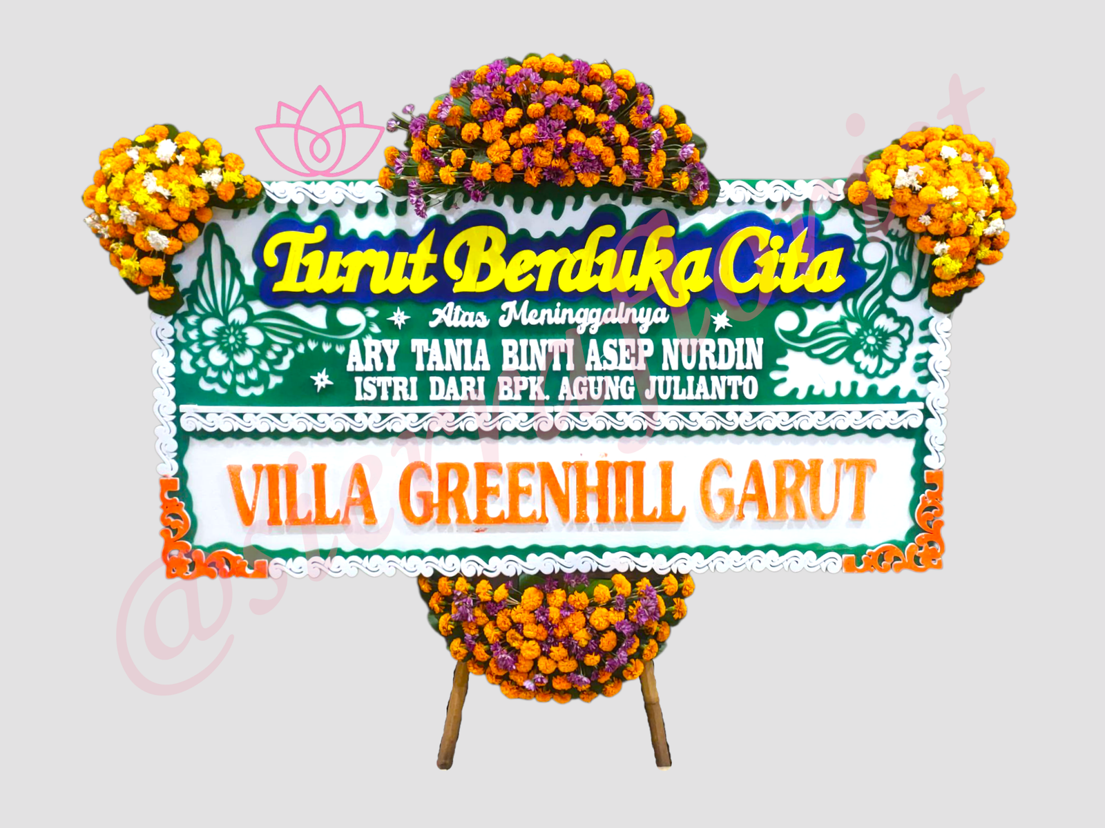 Bunga Papan Turut Berduka Cita Ukuran 2X1M Bunga 4 Titik - Gambar 4