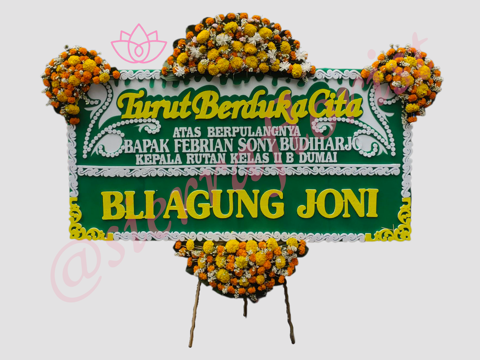 Bunga Papan Turut Berduka Cita Ukuran 2X1M Bunga 4 Titik - Gambar 5
