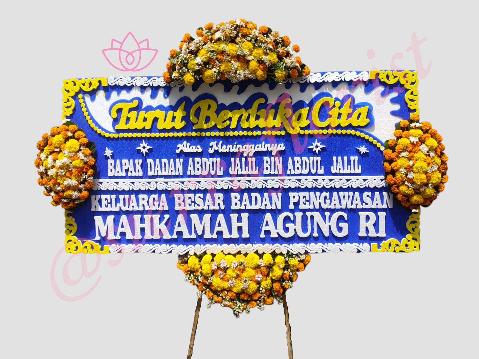 Bunga Papan Turut Berduka Cita Ukuran 2X1M Bunga 4 Titik - Gambar 6