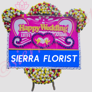 Bunga Papan Happy Wedding Ukuran 2X1.5M Bunga 4 Titik