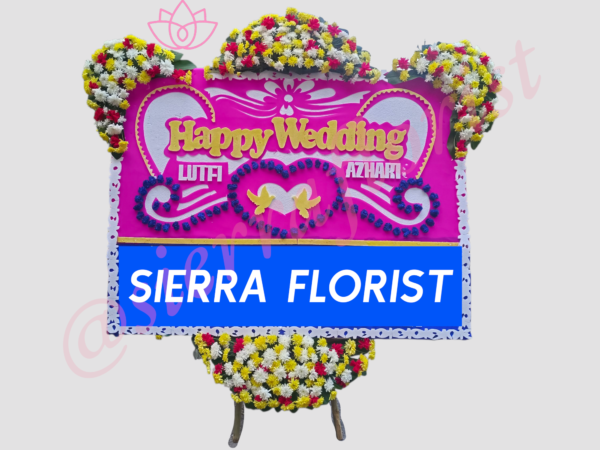 Desain cantik Papan Bunga Wedding Garut dari Sierra Florist