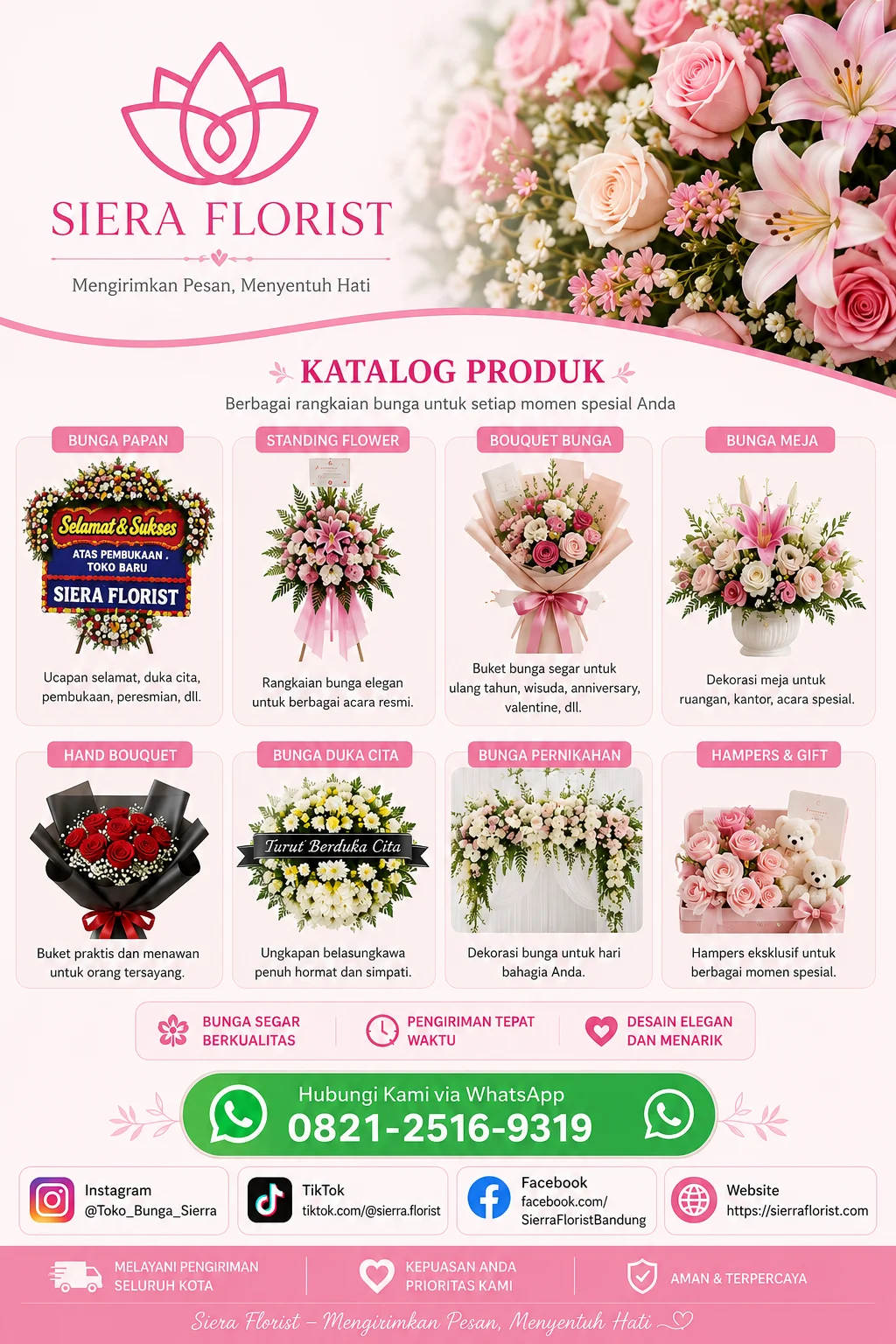 rangkaian bunga segar dari Tentang Sierra Florist.