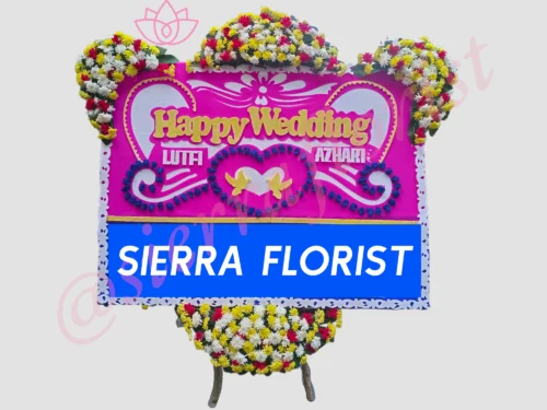 Desain cantik Papan Bunga Wedding Garut dari Sierra Florist